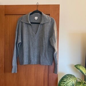 a new day Women's Gray V-Neck Collared Sweater